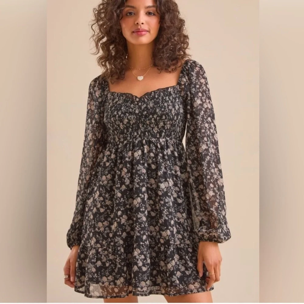 Altar’d State XS Brentwood Floral Mini Dress Whimsigoth Smock Bustier babydoll - Picture 1 of 10